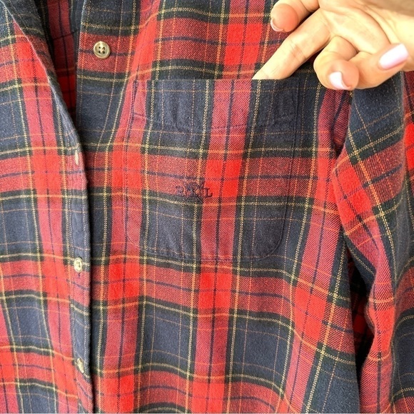 Ralph Lauren button down  shirt with long sleeves in 💯 cotton flannel, plaid - Picture 6 of 11